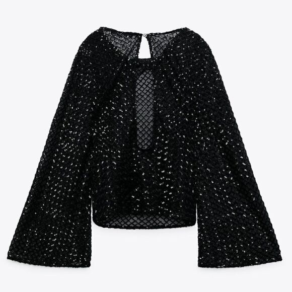 ZARA SEQUIN MESH TOP - Picture 9 of 10